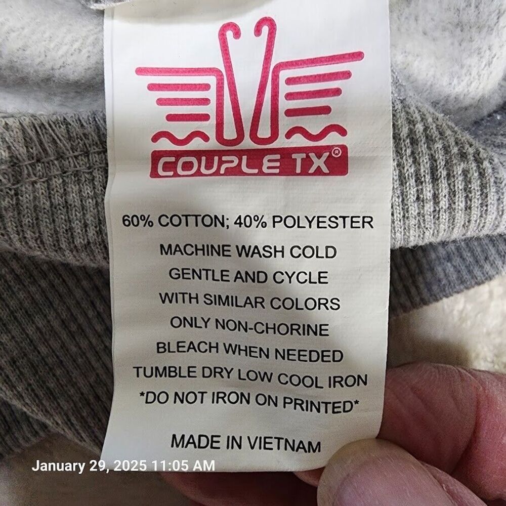 Couple TX Sweatshirt Hoodie Women's Sz Medium Grey Stripe Sleeve Kangaroo Pocket - Picture 6 of 9